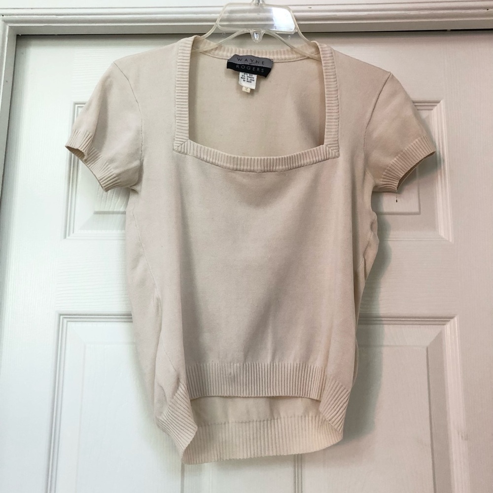 Wayne Rogers Vinrage Silk Square Neck Sweater Top Blouse